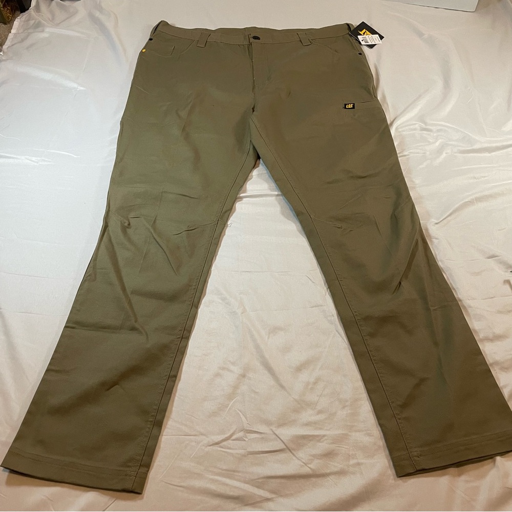 Caterpillar CAT Mens Work Pants 42x32 Olive Green Utility Cargo Canvas Stretch